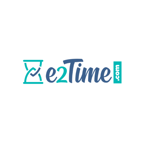 Logo E2time com sur fond blanc.